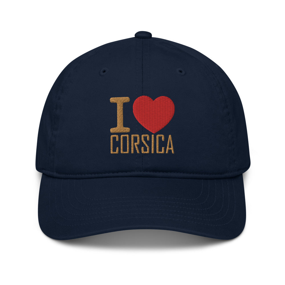 Casquette de baseball bio I Love Corsica - Ochju Ochju Ochju Casquette de baseball bio I Love Corsica
