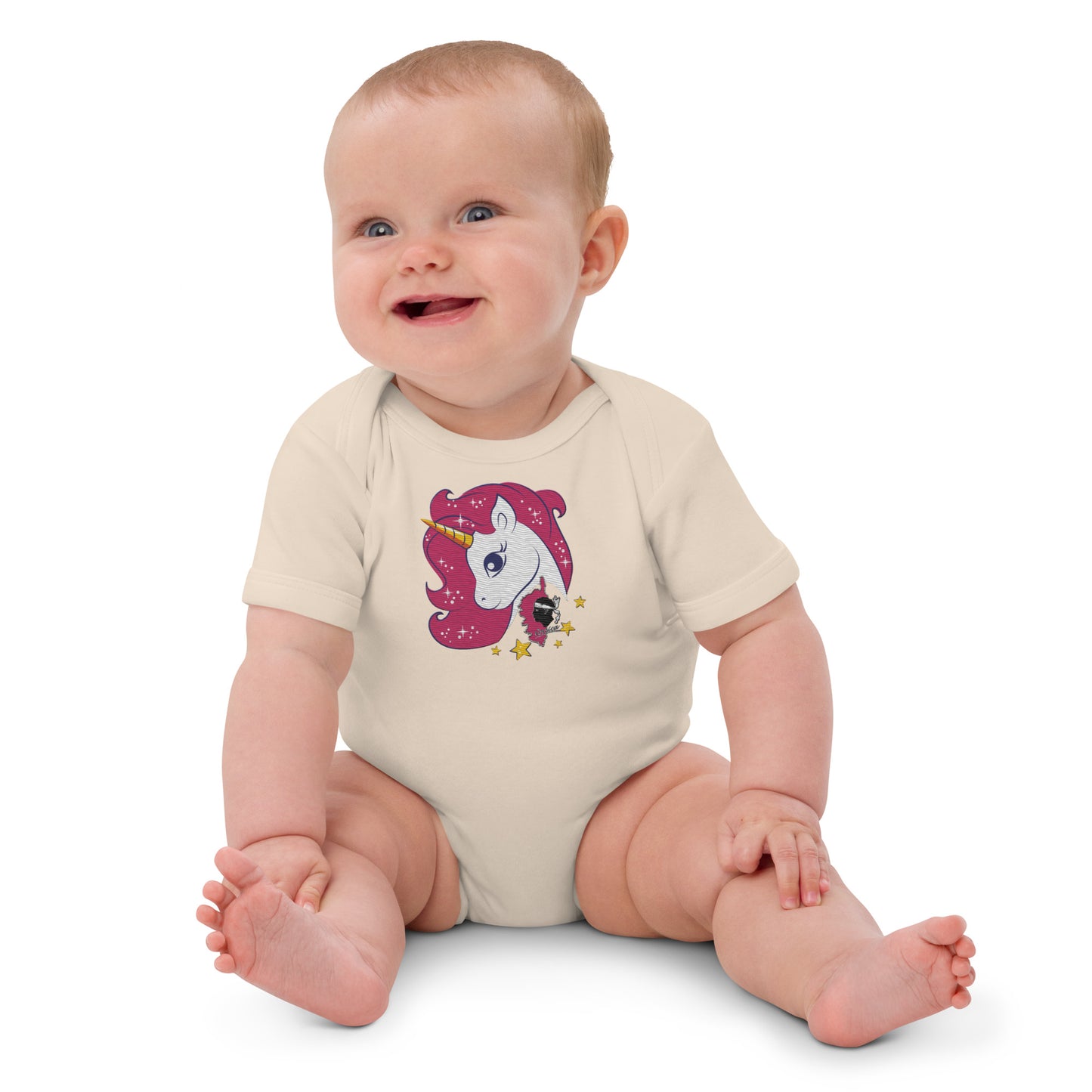 Body en coton bio brodé Licorne Corse