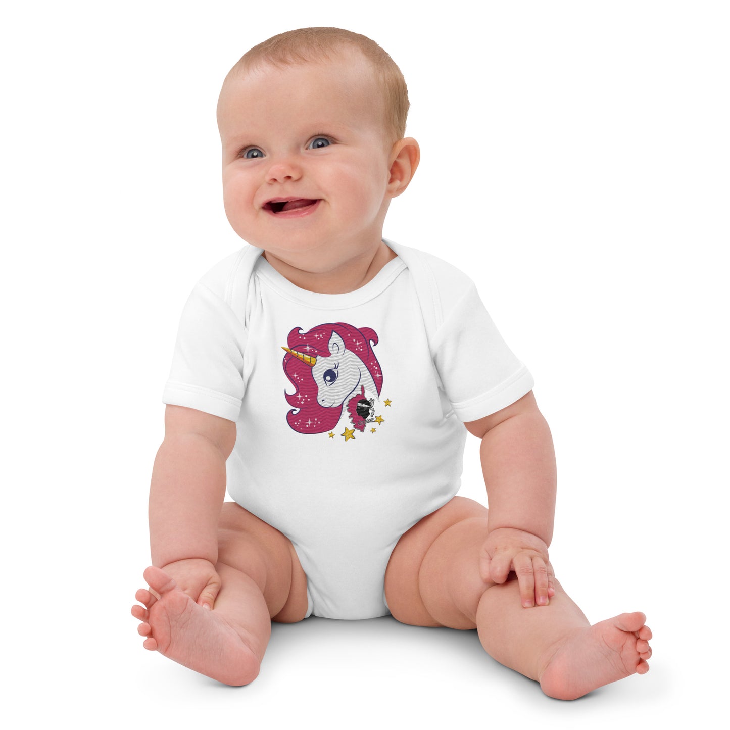 Body en coton bio brodé Licorne Corse