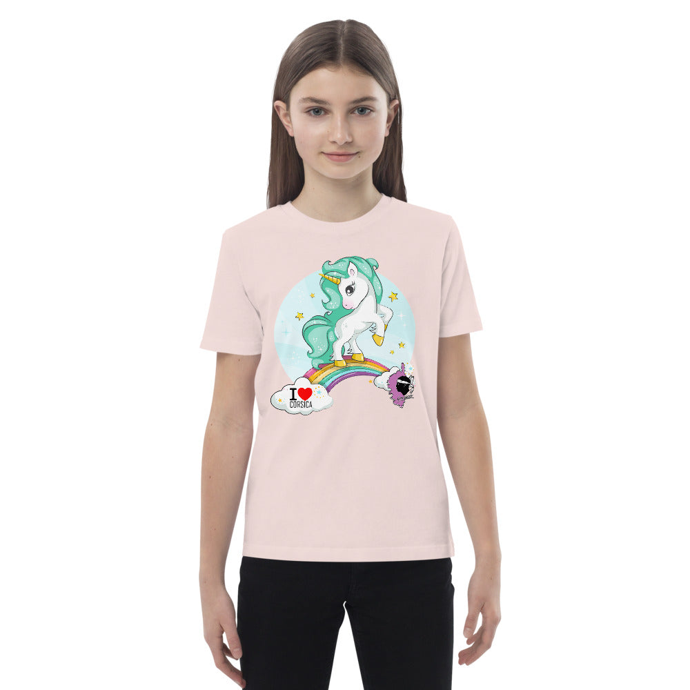T-shirt en coton bio enfant Licorne Corse - Ochju Ochju Candy Pink / 3-4 Ochju Souvenirs de Corse T-shirt en coton bio enfant Licorne Corse