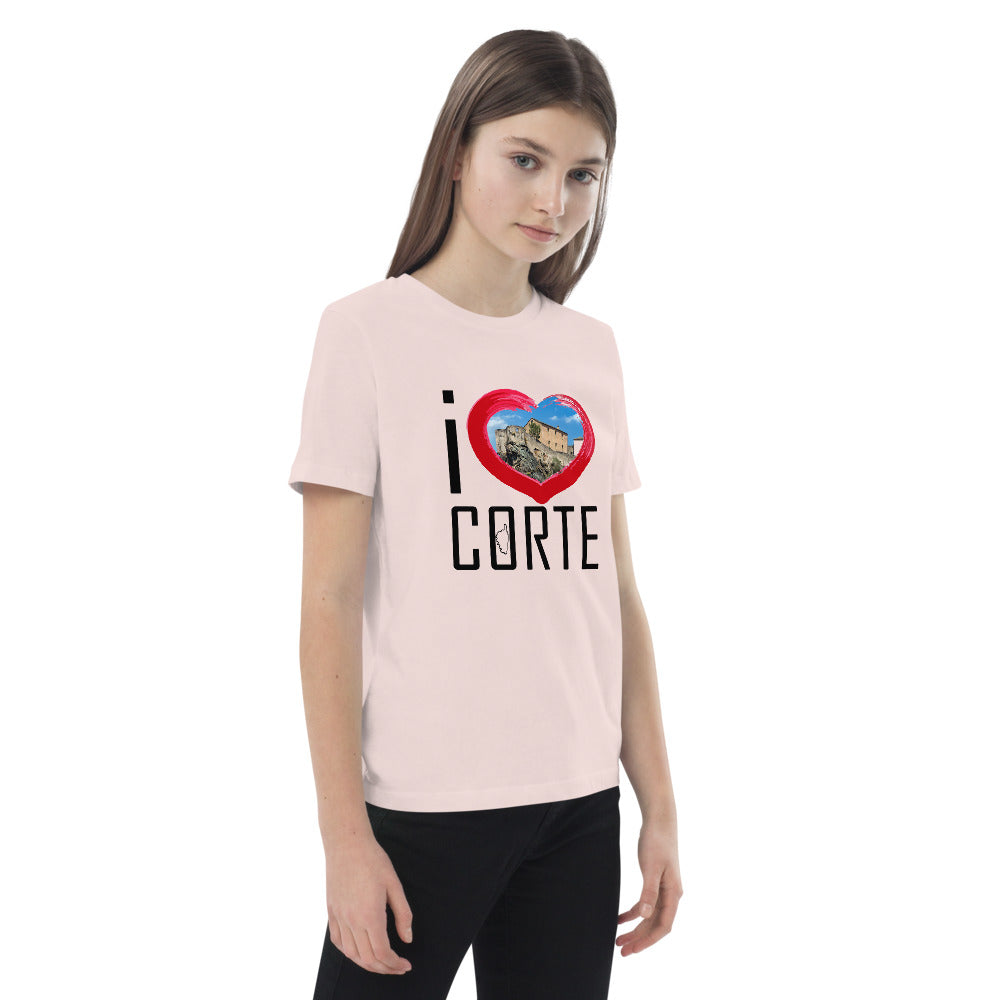 T-shirt en coton bio enfant I Love Corte - Ochju Ochju Ochju Souvenirs de Corse T-shirt en coton bio enfant I Love Corte