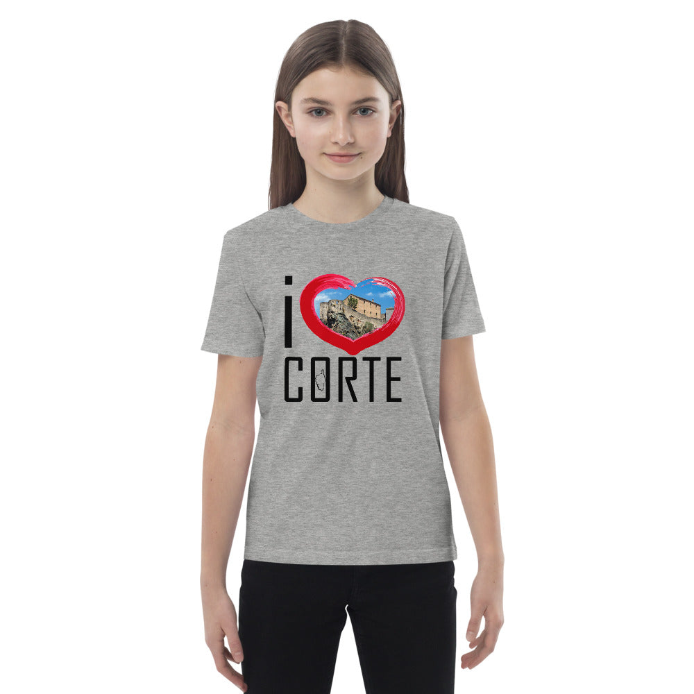 T-shirt en coton bio enfant I Love Corte - Ochju Ochju Gris Chiné / 3-4 Ochju Souvenirs de Corse T-shirt en coton bio enfant I Love Corte