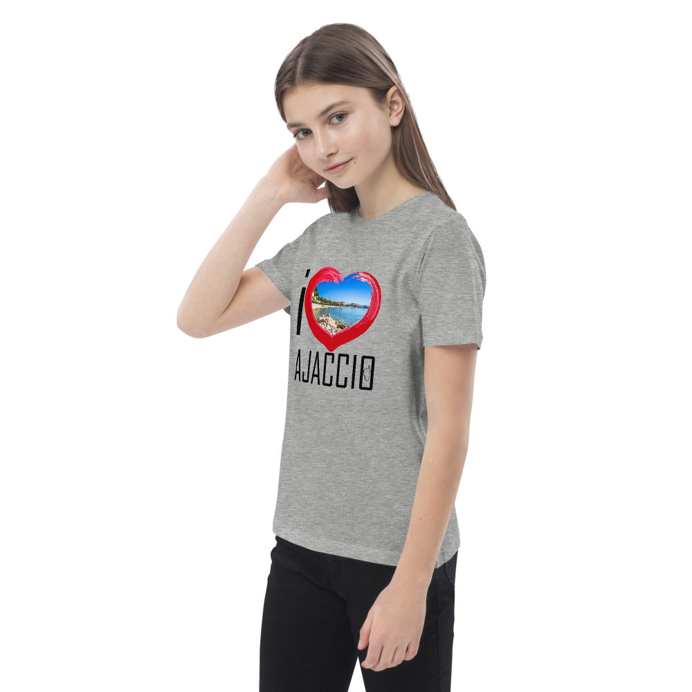 T-shirt en coton bio enfant I Love Ajaccio - Ochju Ochju Ochju Souvenirs de Corse T-shirt en coton bio enfant I Love Ajaccio