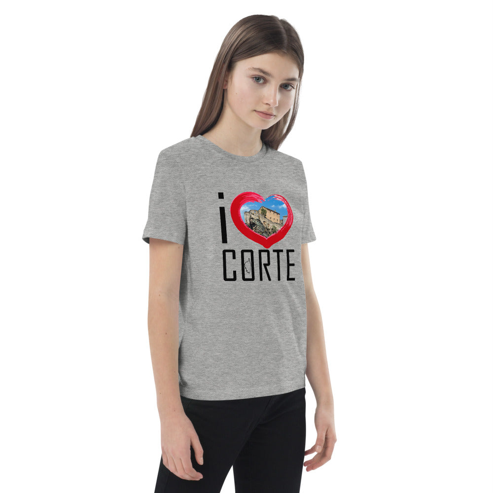 T-shirt en coton bio enfant I Love Corte - Ochju Ochju Ochju Souvenirs de Corse T-shirt en coton bio enfant I Love Corte