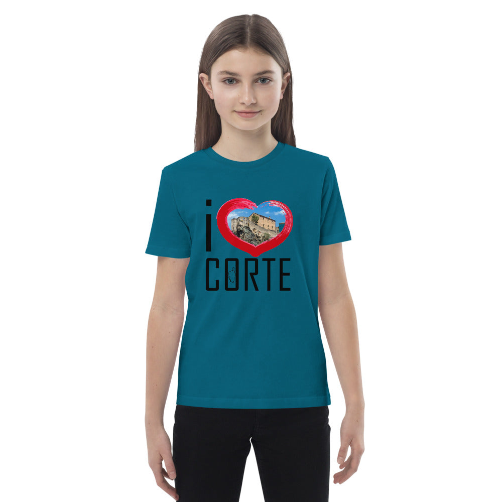 T-shirt en coton bio enfant I Love Corte - Ochju Ochju Ocean Depth / 3-4 Ochju Souvenirs de Corse T-shirt en coton bio enfant I Love Corte