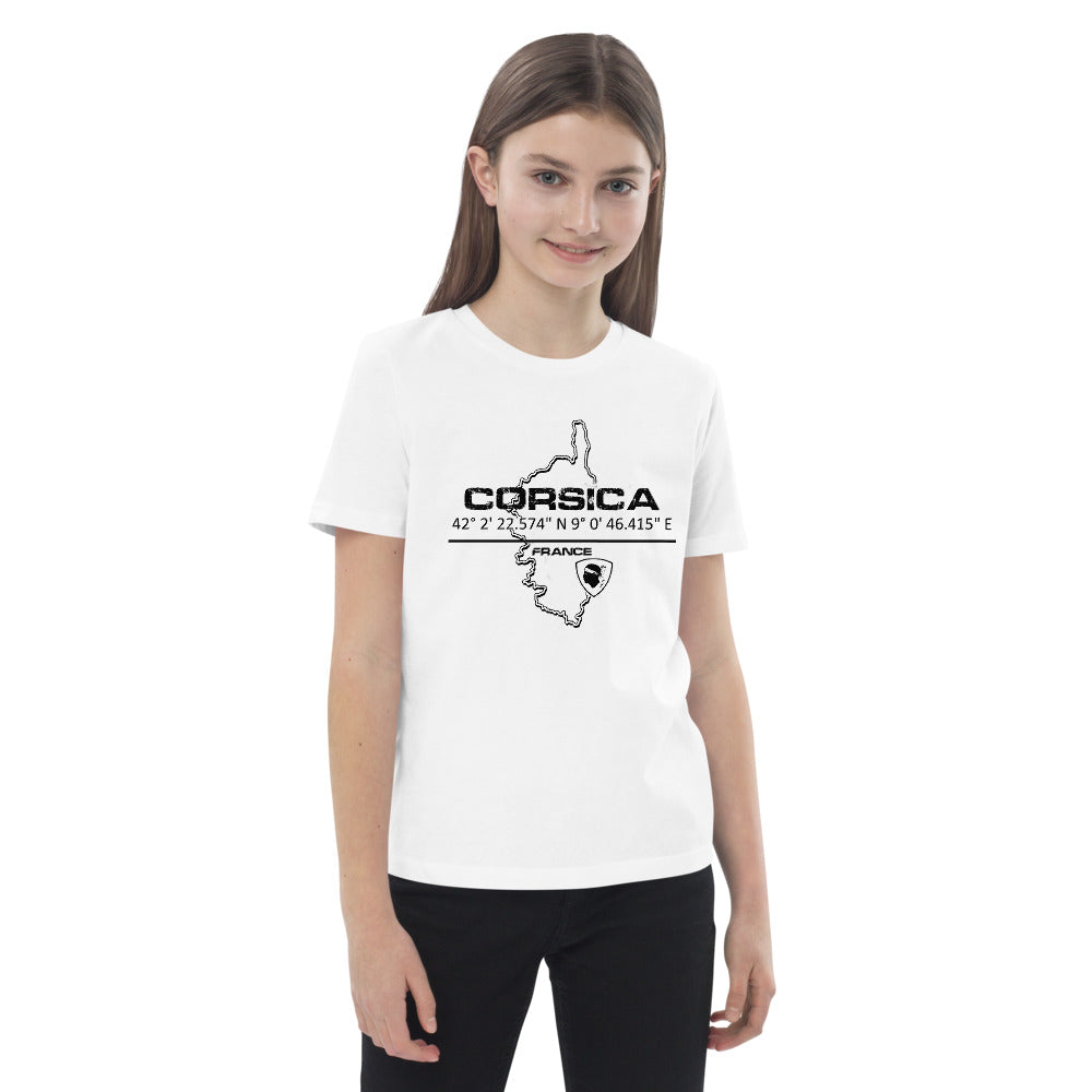 T-shirt en coton bio enfant GPS Corsica - Ochju Ochju Ochju Souvenirs de Corse T-shirt en coton bio enfant GPS Corsica
