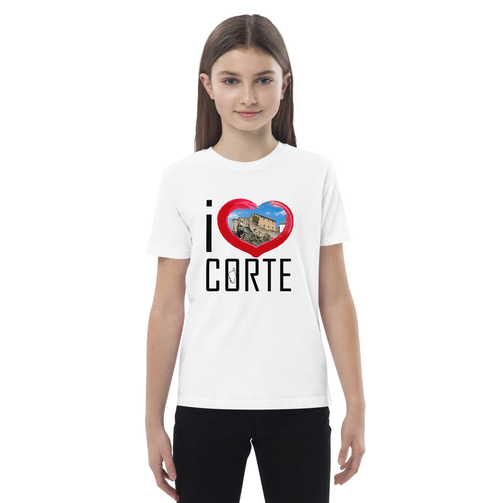 T-shirt en coton bio enfant I Love Corte - Ochju Ochju Blanc / 3-4 Ochju Souvenirs de Corse T-shirt en coton bio enfant I Love Corte