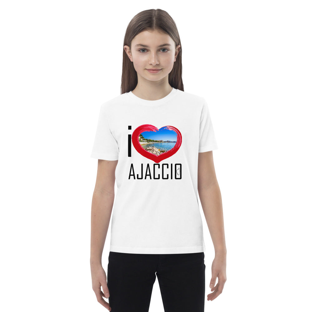 T-shirt en coton bio enfant I Love Ajaccio - Ochju Ochju Blanc / 3-4 Ochju Souvenirs de Corse T-shirt en coton bio enfant I Love Ajaccio
