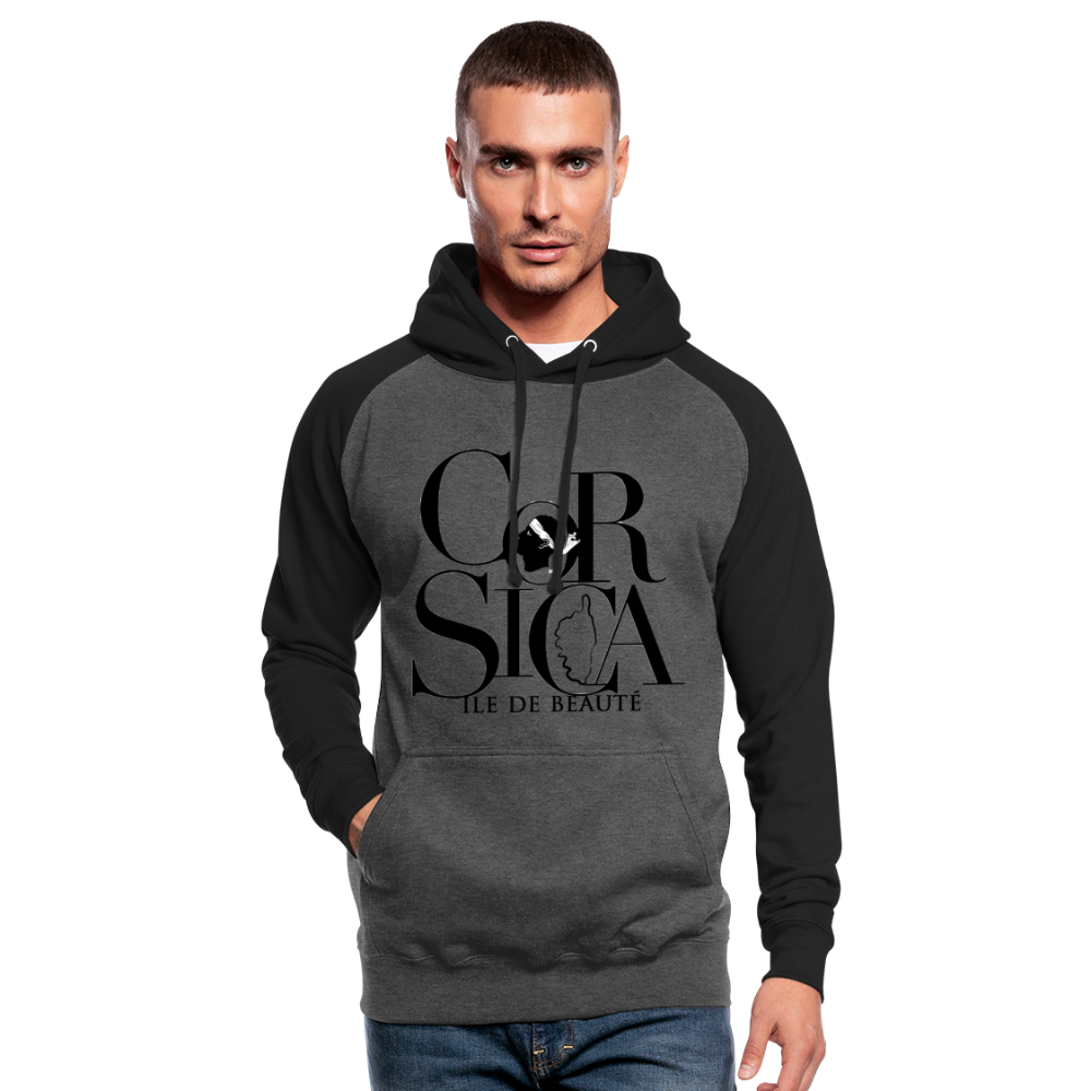 Sweat-shirt baseball Corsica Île de Beauté - Ochju Ochju gris graphite/noir / S SPOD Sweat-shirt baseball unisexe Sweat-shirt baseball Corsica Île de Beauté