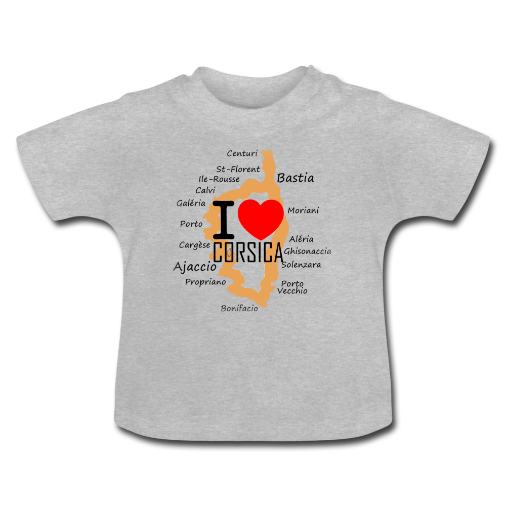 T-shirt Bébé I Love Corsica - Ochju Ochju gris chiné / 3-6 mois SPOD T-shirt Bébé T-shirt Bébé I Love Corsica