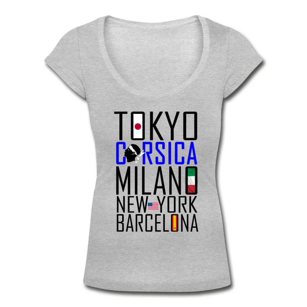 T-shirt col U Tokyo, Corsica - Ochju Ochju gris chiné / S SPOD T-shirt col U Femme T-shirt col U Tokyo, Corsica
