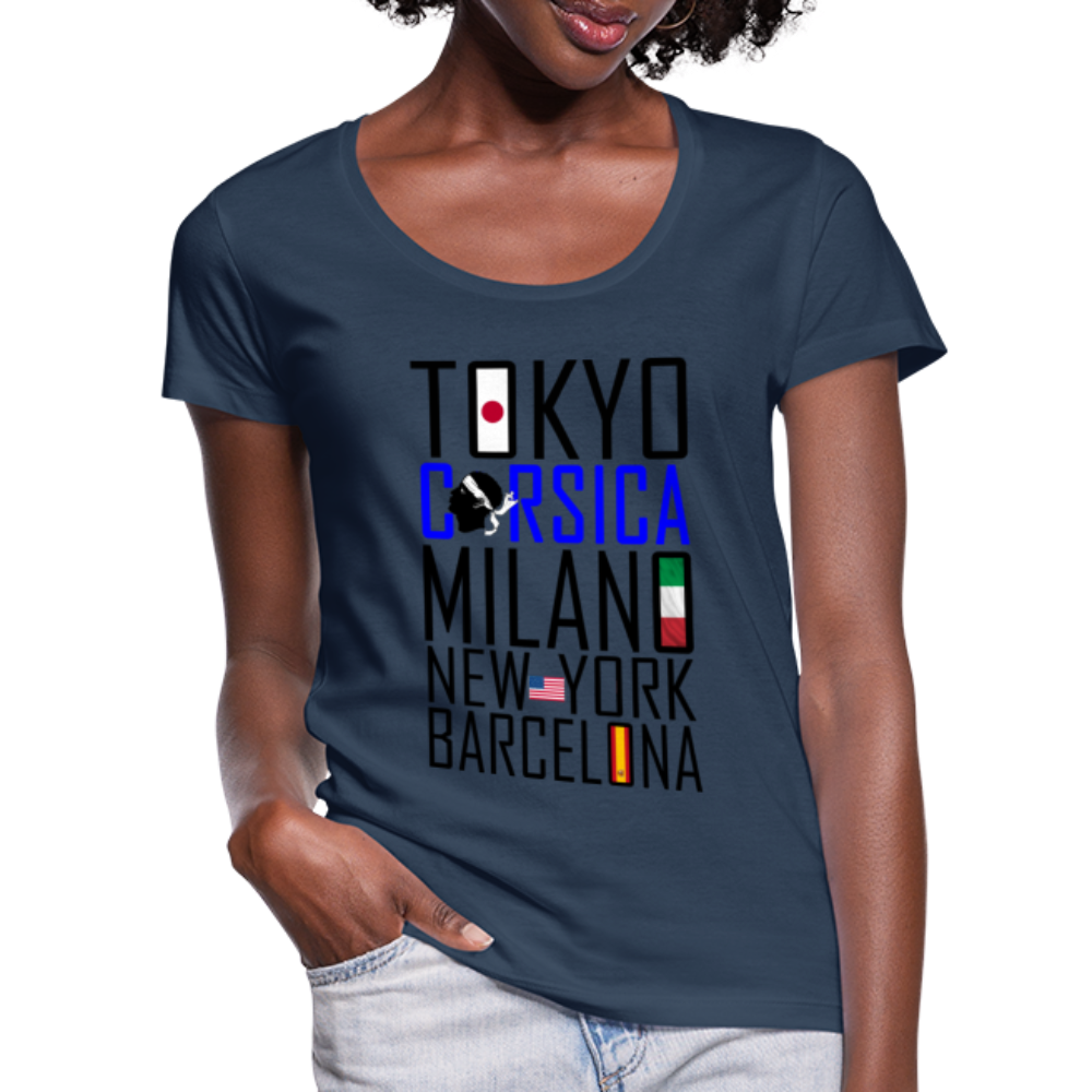 T-shirt col U Tokyo, Corsica - Ochju Ochju bleu marine / S SPOD T-shirt col U Femme T-shirt col U Tokyo, Corsica