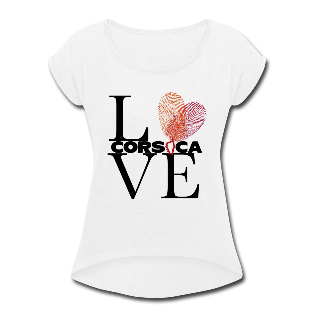 T-shirt à manches retroussées Love Corsica - Ochju Ochju blanc / S SPOD T-shirt à manches retroussées Femme T-shirt à manches retroussées Love Corsica
