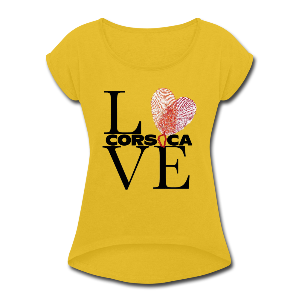 T-shirt à manches retroussées Love Corsica - Ochju Ochju jaune moutarde / S SPOD T-shirt à manches retroussées Femme T-shirt à manches retroussées Love Corsica