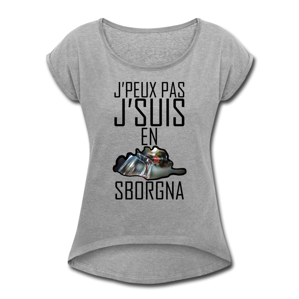 T-shirt à manches retroussées En Sborgna - Ochju Ochju gris chiné / S SPOD T-shirt à manches retroussées Femme T-shirt à manches retroussées En Sborgna