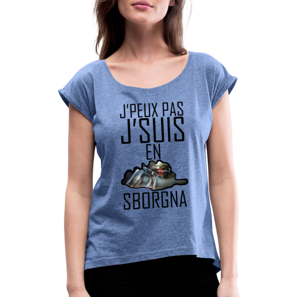 T-shirt à manches retroussées En Sborgna - Ochju Ochju bleu jeans chiné / S SPOD T-shirt à manches retroussées Femme T-shirt à manches retroussées En Sborgna