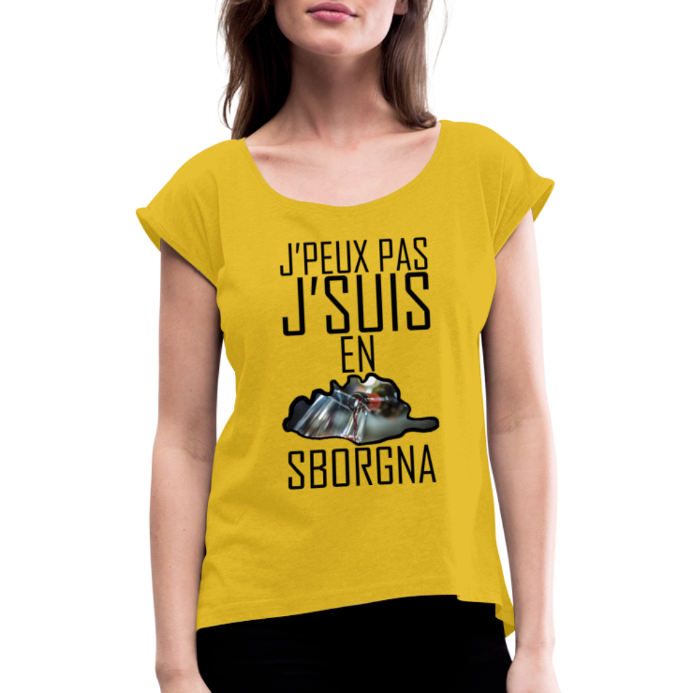 T-shirt à manches retroussées En Sborgna - Ochju Ochju jaune moutarde / S SPOD T-shirt à manches retroussées Femme T-shirt à manches retroussées En Sborgna