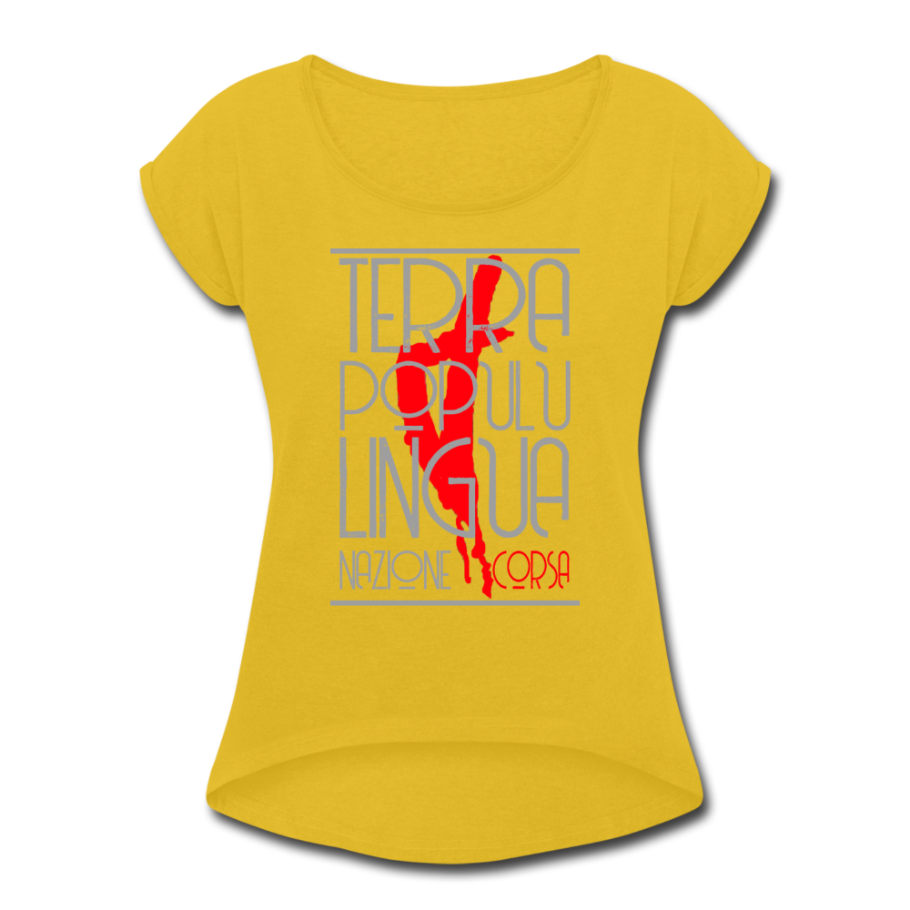 T-shirt à manches retroussées Nazione Corsa - Ochju Ochju jaune moutarde / S SPOD T-shirt à manches retroussées Femme T-shirt à manches retroussées Nazione Corsa
