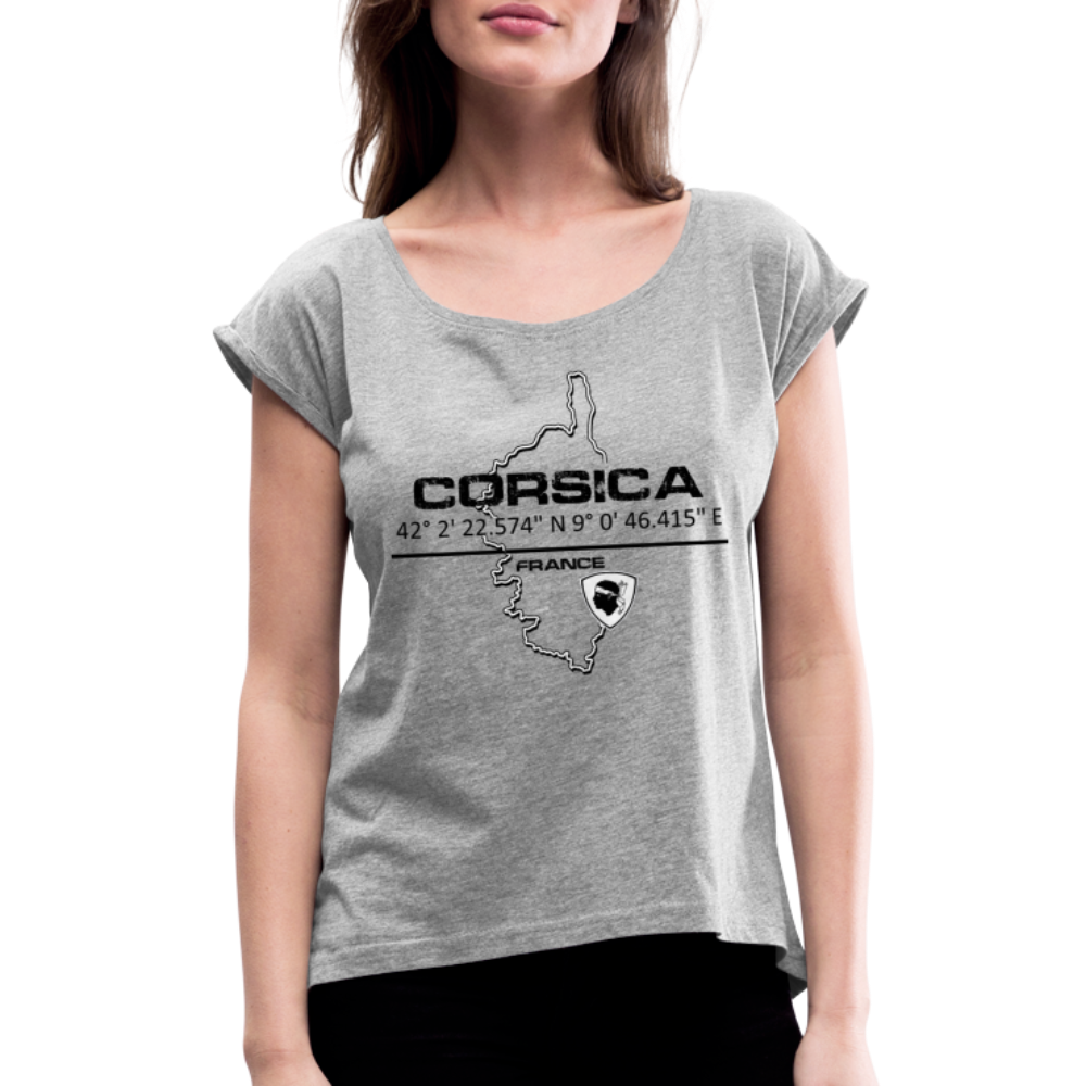 T-shirt à manches retroussées GPS Corsica - Ochju Ochju gris chiné / S SPOD T-shirt à manches retroussées Femme T-shirt à manches retroussées GPS Corsica