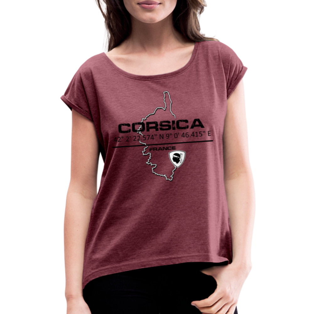 T-shirt à manches retroussées GPS Corsica - Ochju Ochju rouge bordeaux chiné / S SPOD T-shirt à manches retroussées Femme T-shirt à manches retroussées GPS Corsica