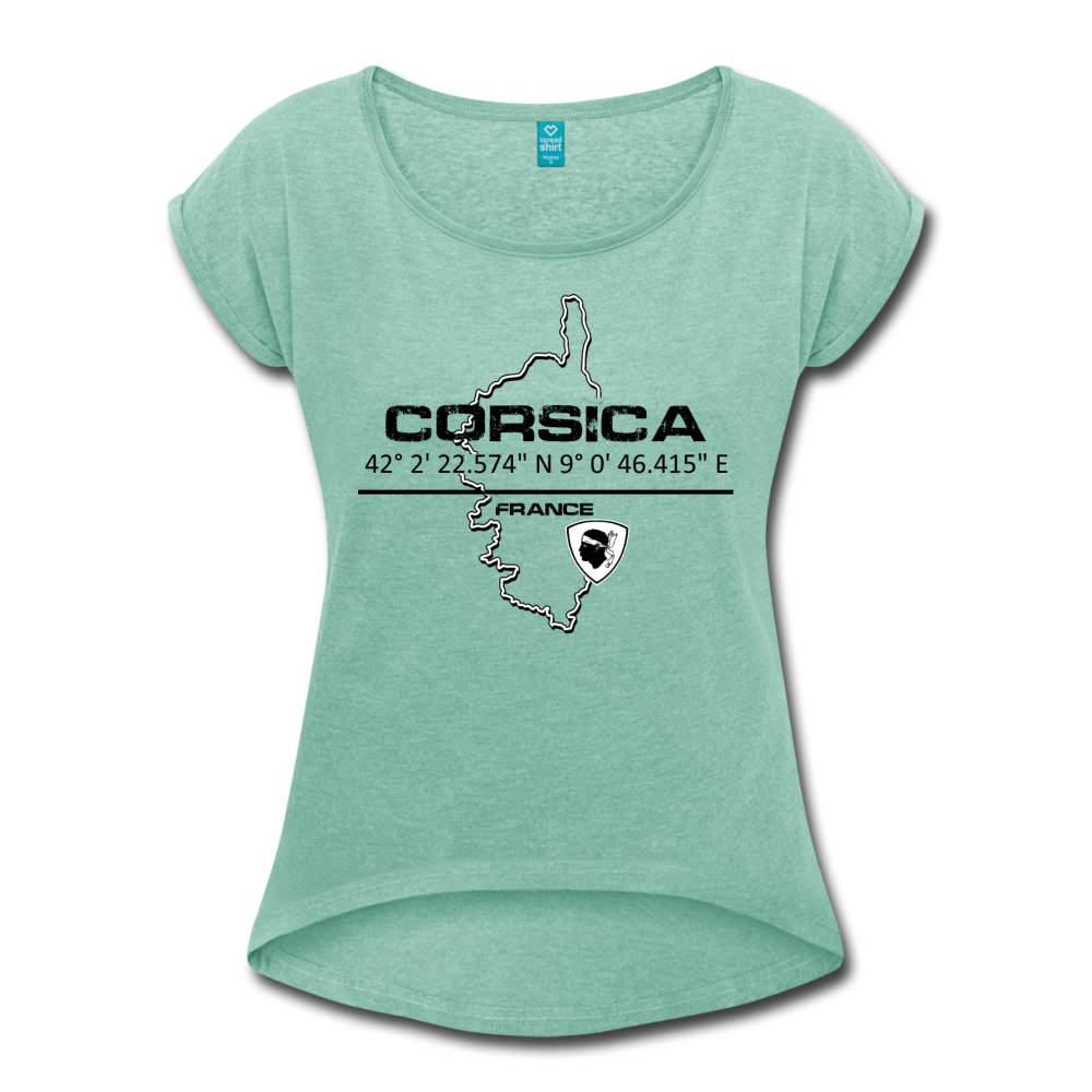 T-shirt à manches retroussées GPS Corsica - Ochju Ochju menthe chiné / S SPOD T-shirt à manches retroussées Femme T-shirt à manches retroussées GPS Corsica