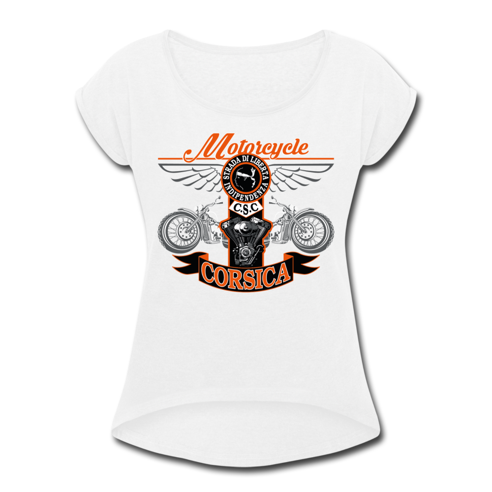 T-shirt à manches retroussées Motorcycle Corsica - Ochju Ochju blanc / S SPOD T-shirt à manches retroussées Femme T-shirt à manches retroussées Motorcycle Corsica