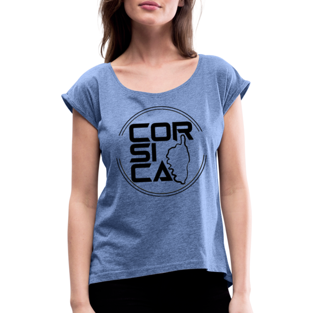 T-shirt à manches retroussées Corsica - Ochju Ochju bleu jeans chiné / S SPOD T-shirt à manches retroussées Femme T-shirt à manches retroussées Corsica