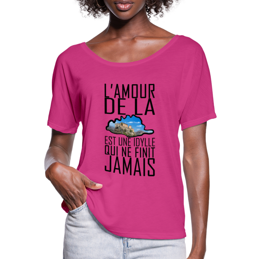 T-shirt manches chauve-souris L'Idylle de la Corse - Ochju Ochju rose fuchsia / S SPOD T-shirt manches chauve-souris Femme Bella + Canvas T-shirt manches chauve-souris L'Idylle de la Corse