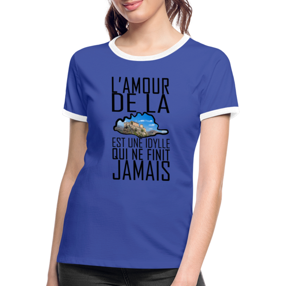 T-shirt contrasté L'Amour de la Corse - Ochju Ochju bleu/blanc / S SPOD T-shirt contrasté Femme T-shirt contrasté L'Amour de la Corse