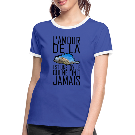 T-shirt contrasté L'Amour de la Corse - Ochju Ochju bleu/blanc / S SPOD T-shirt contrasté Femme T-shirt contrasté L'Amour de la Corse