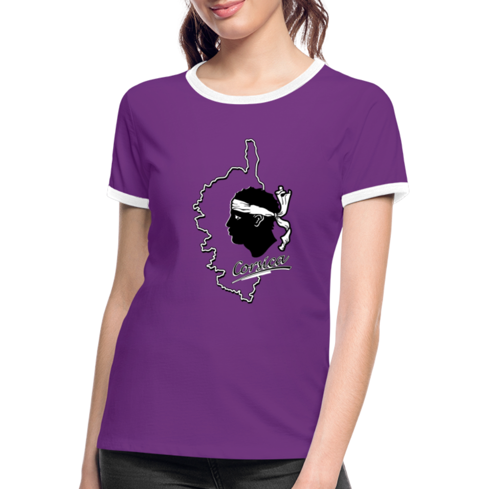 T-shirt contrasté Corse & Tête de Maure - Ochju Ochju violet/blanc / S SPOD T-shirt contrasté Femme T-shirt contrasté Corse & Tête de Maure