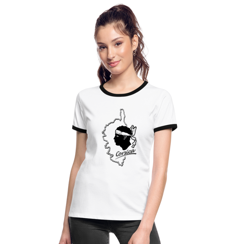 T-shirt contrasté Corse & Tête de Maure - Ochju Ochju blanc/noir / S SPOD T-shirt contrasté Femme T-shirt contrasté Corse & Tête de Maure