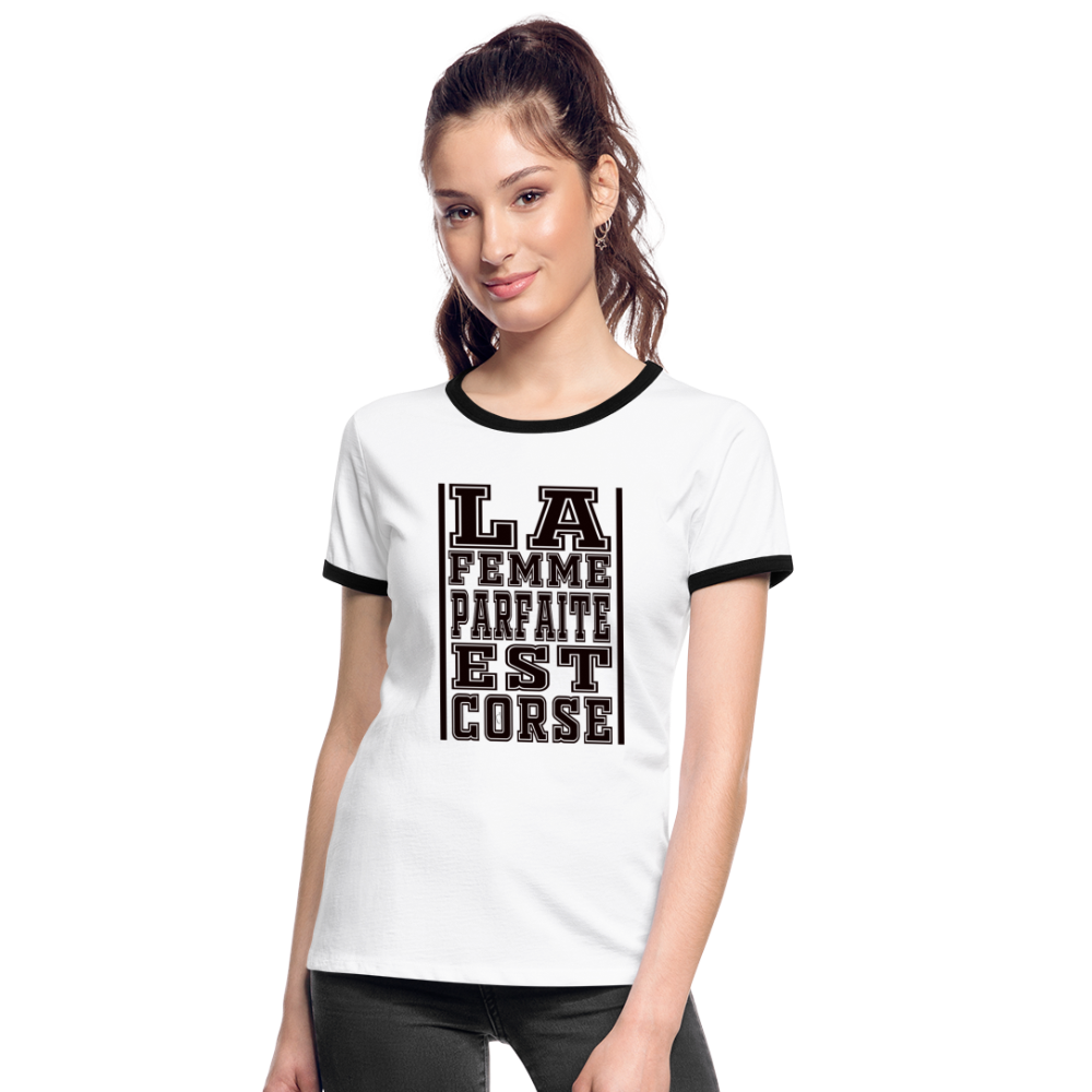 T-shirt contrasté La Femme Parfaite est Corse - Ochju Ochju blanc/noir / S SPOD T-shirt contrasté Femme T-shirt contrasté La Femme Parfaite est Corse