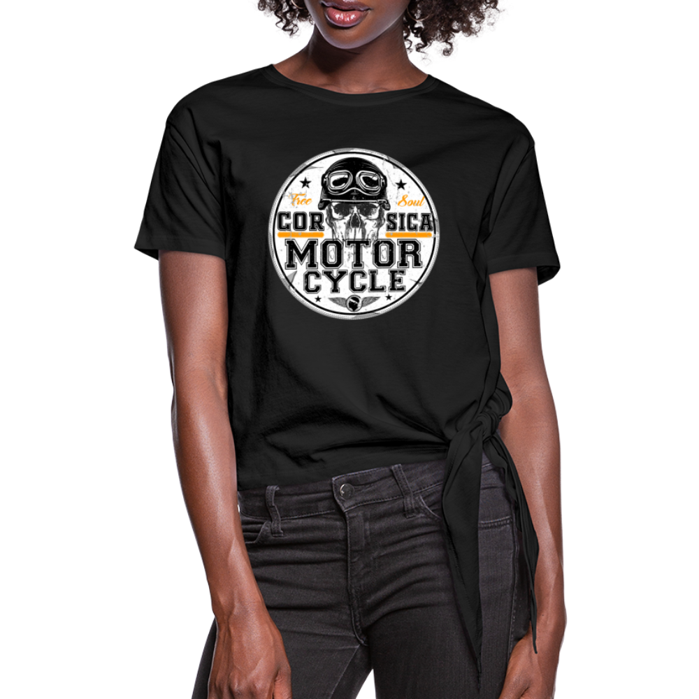 T-shirt à nœud Motorcycle Corsica - Ochju Ochju noir / S SPOD T-shirt à nœud Femme T-shirt à nœud Motorcycle Corsica