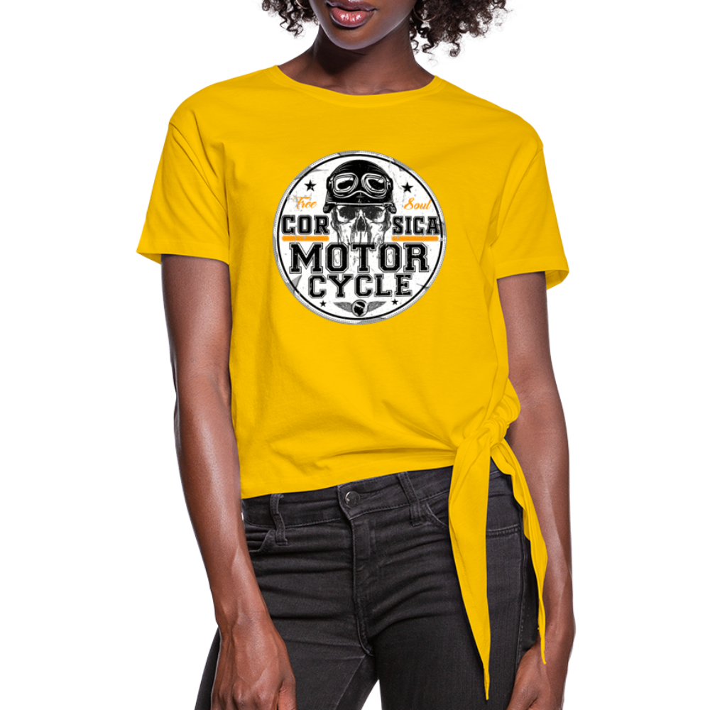 T-shirt à nœud Motorcycle Corsica - Ochju Ochju jaune soleil / S SPOD T-shirt à nœud Femme T-shirt à nœud Motorcycle Corsica