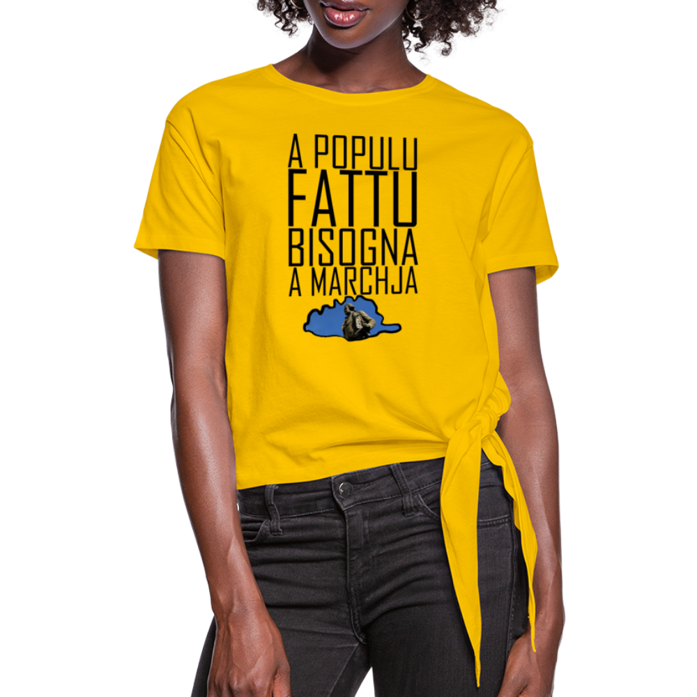 T-shirt à nœud A Populu Fattu - Ochju Ochju jaune soleil / S SPOD T-shirt à nœud Femme T-shirt à nœud A Populu Fattu