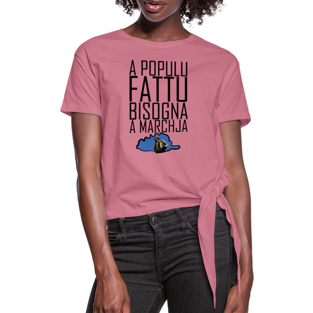 T-shirt à nœud A Populu Fattu - Ochju Ochju mauve / S SPOD T-shirt à nœud Femme T-shirt à nœud A Populu Fattu