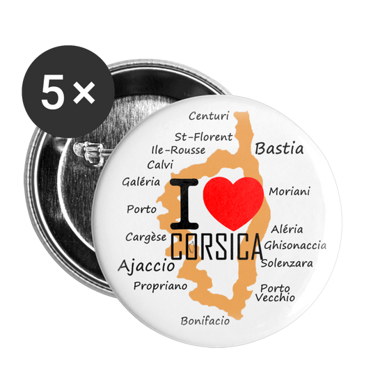 Lot de 5 badges I Love Corsica - Ochju Ochju taille unique SPOD Lot de 5 moyens badges (32 mm) Lot de 5 badges I Love Corsica