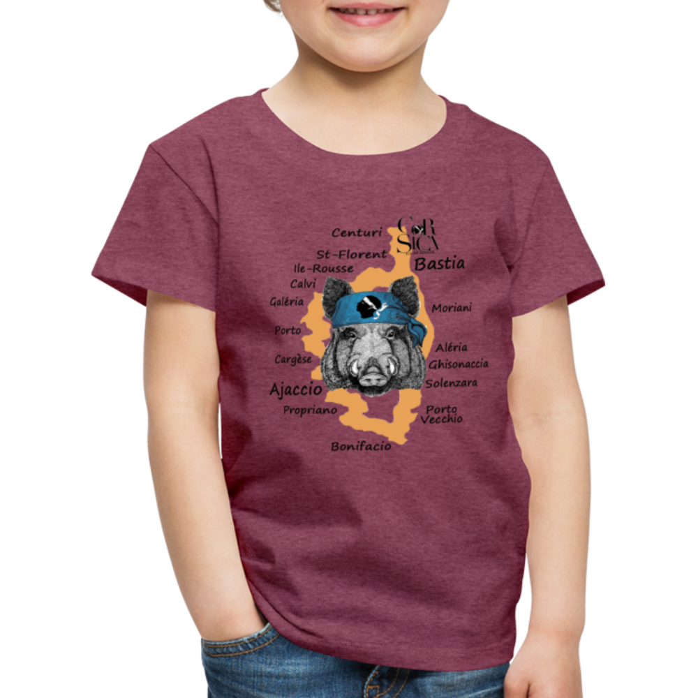 T-shirt Premium Enfant Sanglier Corse - Ochju Ochju rouge bordeaux chiné / 98/104 (2 ans) SPOD T-shirt Premium Enfant T-shirt Premium Enfant Sanglier Corse