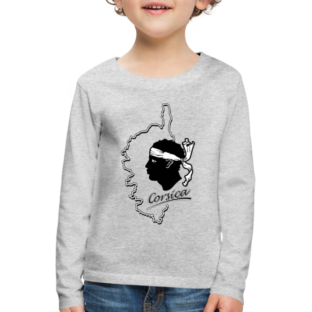 T-shirt ML Enfant Corse & Tête de Maure - Ochju Ochju gris chiné / 98/104 (2 ans) SPOD T-shirt manches longues Premium Enfant T-shirt ML Enfant Corse & Tête de Maure