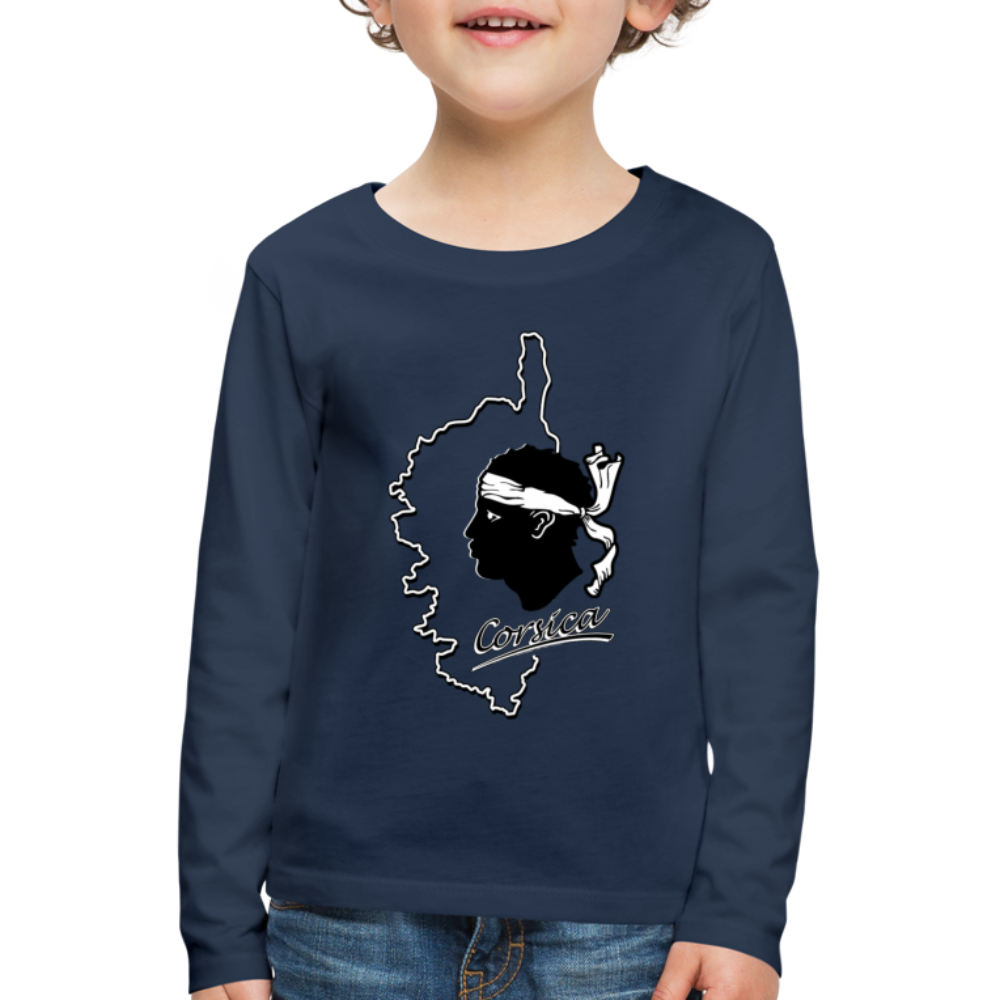 T-shirt ML Enfant Corse & Tête de Maure - Ochju Ochju bleu marine / 98/104 (2 ans) SPOD T-shirt manches longues Premium Enfant T-shirt ML Enfant Corse & Tête de Maure