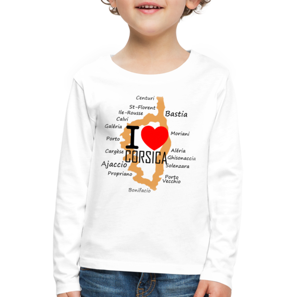 T-shirt ML Enfant I Love Corsica - Ochju Ochju blanc / 98/104 (2 ans) SPOD T-shirt manches longues Premium Enfant T-shirt ML Enfant I Love Corsica