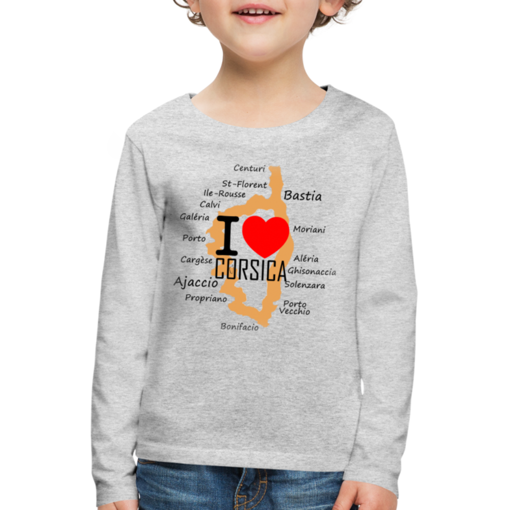 T-shirt ML Enfant I Love Corsica - Ochju Ochju gris chiné / 98/104 (2 ans) SPOD T-shirt manches longues Premium Enfant T-shirt ML Enfant I Love Corsica