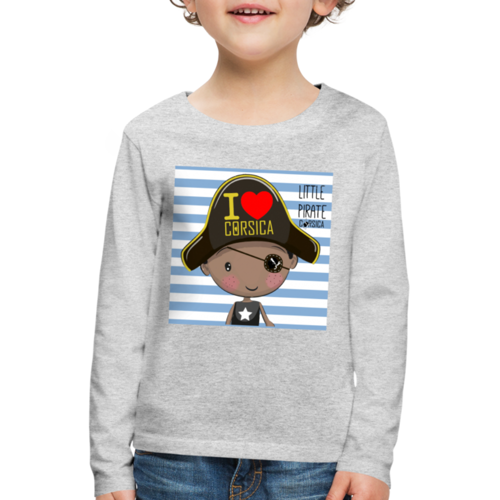 T-shirt ML Enfant Pirate of Corsica - Ochju Ochju gris chiné / 98/104 (2 ans) SPOD T-shirt manches longues Premium Enfant T-shirt ML Enfant Pirate of Corsica