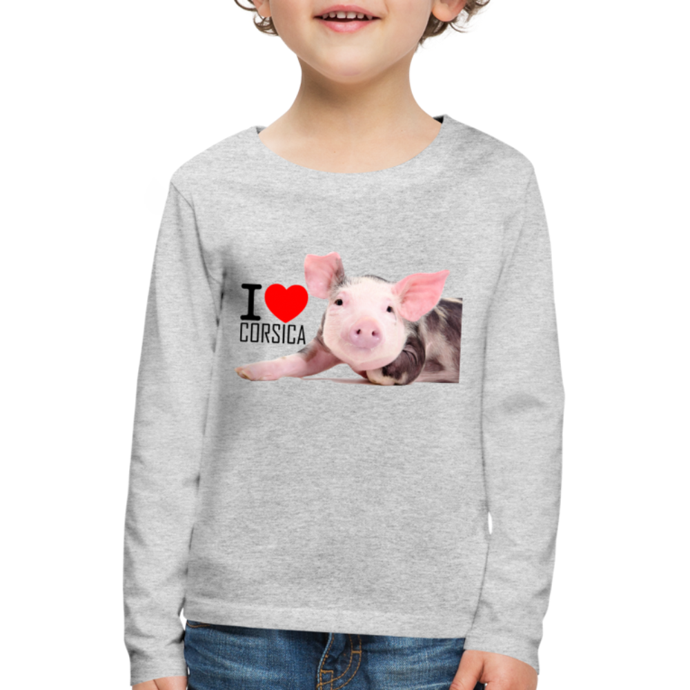 T-shirt ML Enfant Cochon Corse - Ochju Ochju gris chiné / 98/104 (2 ans) SPOD T-shirt manches longues Premium Enfant T-shirt ML Enfant Cochon Corse