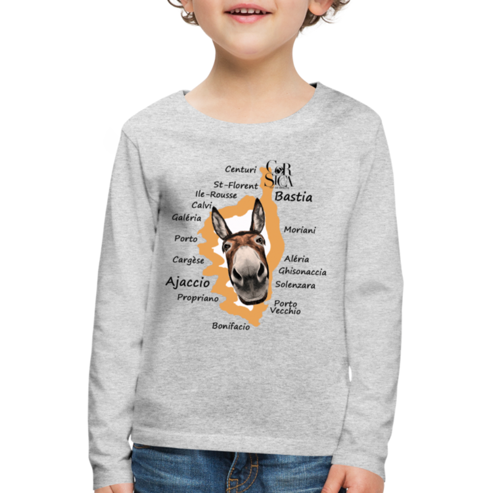 T-shirt ML Enfant Âne Corse - Ochju Ochju gris chiné / 98/104 (2 ans) SPOD T-shirt manches longues Premium Enfant T-shirt ML Enfant Âne Corse