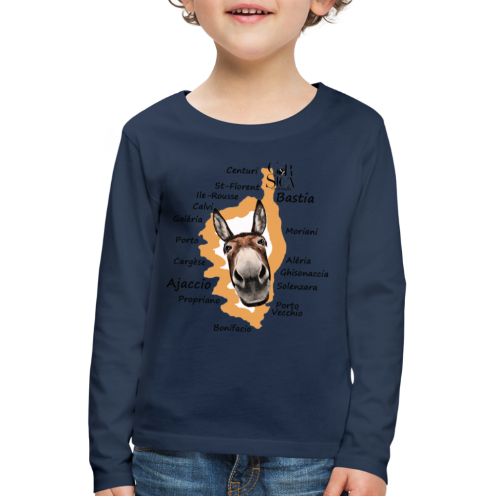 T-shirt ML Enfant Âne Corse - Ochju Ochju bleu marine / 98/104 (2 ans) SPOD T-shirt manches longues Premium Enfant T-shirt ML Enfant Âne Corse