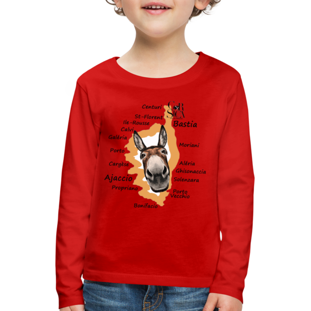 T-shirt ML Enfant Âne Corse - Ochju Ochju rouge / 98/104 (2 ans) SPOD T-shirt manches longues Premium Enfant T-shirt ML Enfant Âne Corse