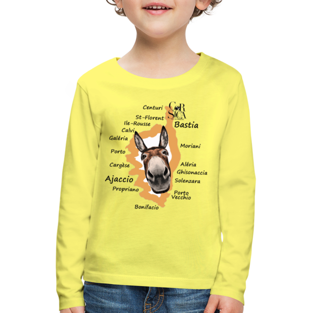T-shirt ML Enfant Âne Corse - Ochju Ochju jaune / 98/104 (2 ans) SPOD T-shirt manches longues Premium Enfant T-shirt ML Enfant Âne Corse