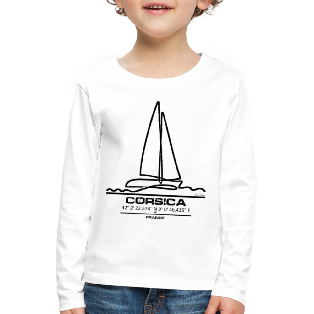 T-shirt ML Enfant Corsica Voilier - Ochju Ochju blanc / 98/104 (2 ans) SPOD T-shirt manches longues Premium Enfant T-shirt ML Enfant Corsica Voilier